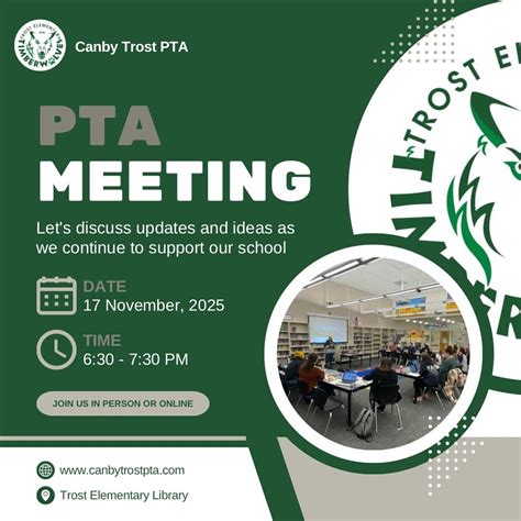 PTA Meeting, 800 S Redwood St, Canby, OR, 17 November 2025 | AllEvents