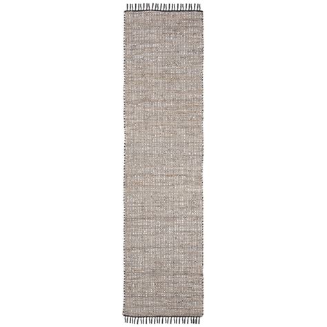 SAFAVIEH Vintage Leather Zharko Solid Braided Fringe Runner Rug, Silver ...