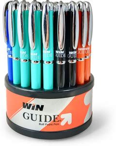 Win Guide 50 Pens (45 Blue & 5 Black) | 0.6 mm Tip | Pens for Writing ...