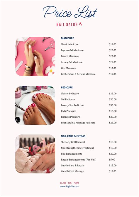 Beauty Salon Price List Template - Word | Google Docs - Highfile