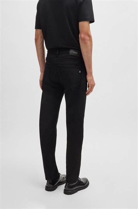 BOSS - Maine Regular-fit jeans in black Italian denim - Black