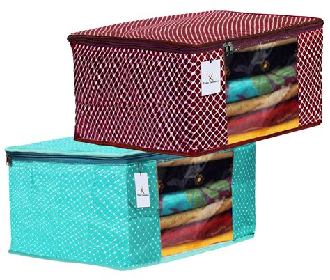Kuber Industries Polka Dots 2 Pieces Cotton 3 Layered Quilted Saree ...