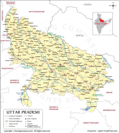 Map Of Uttar Pradesh District