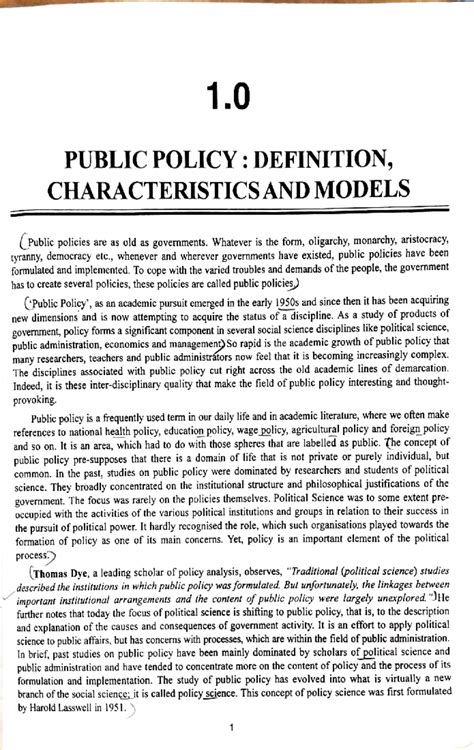 Public Policy: Definition, Characteristics, and Models (POL 101) - Studocu