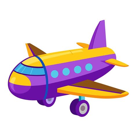 Front view cartoon airplane illustration with bright colors and smiling ...