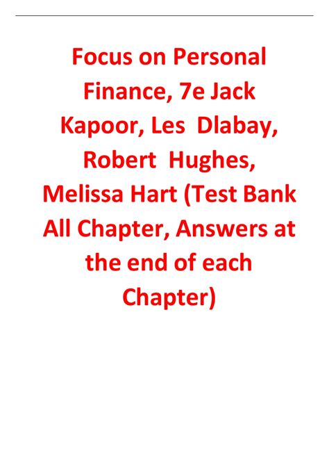 Focus on Personal Finance 7th Edition by Jack Kapoor, Les Dlabay ...