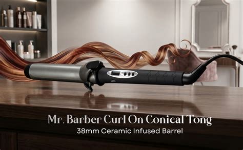 Mr. Barber Curl On Conical Tong 38mm Ceramic Infused Barrel, Hair ...