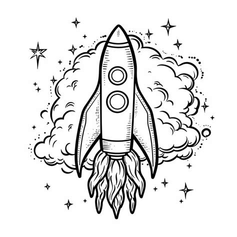 Rocket Ship Isolated Coloring Page for Kids Rakietowy statek z ...