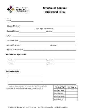 Investment Account Withdrawal Form - Blank Fillable Template | Fill Out ...