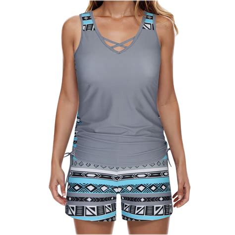Eiyaclvo Womens Tankini Bathing Suits Two Piece Modest Swimsuits Plus ...