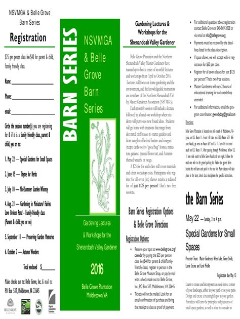 Fillable Online NSVMGA & Belle Grove Barn Series Gardening Lectures ...