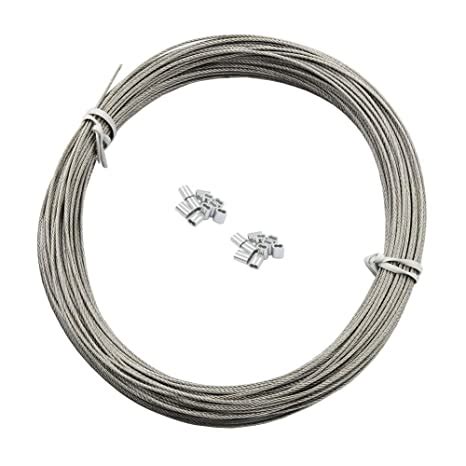 DGOL 100 feet 5/128 inch (1 mm) 316 Stainless Steel Rope Wire Marine ...