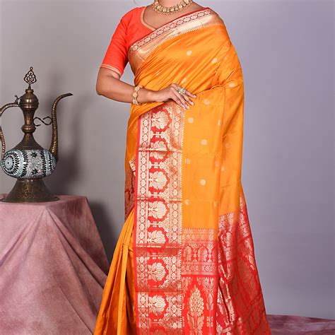 Yellow Pure Kanjivaram Saree with Red Borders – Keya Seth Exclusive