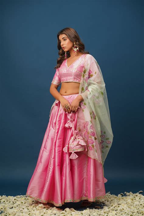 Pink Lehenga for Women – Rohini Satin Bridal & Festive Set – House of Baisa