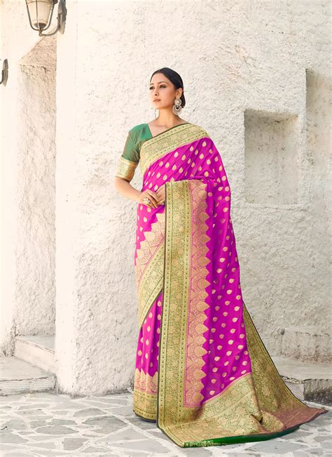 Purple Banarasi Silk Saree – TREEVESTO