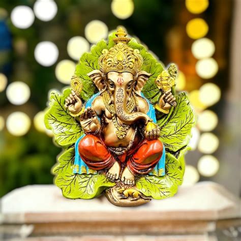 Buy The Decor Culture Leaf Patta Ganesh Ji Murti Idol for Pooja Room ...