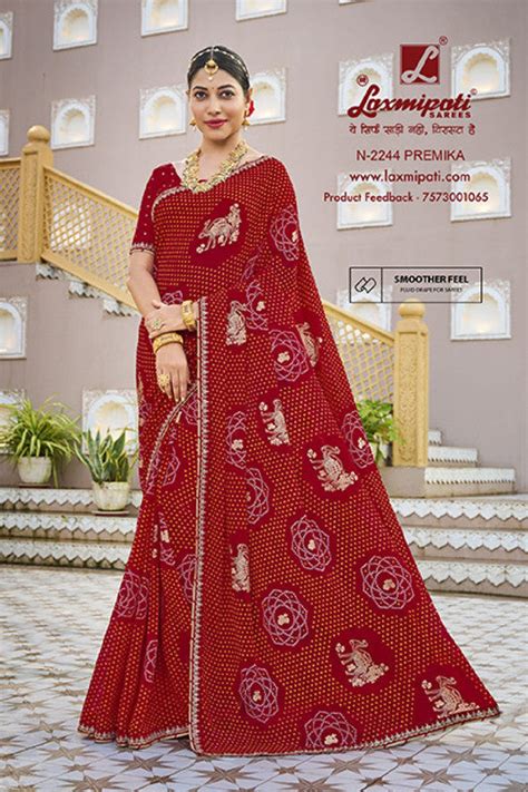 Laxmipati Mangla N-2244 Red Silk Chiffon Saree – SANSKAR