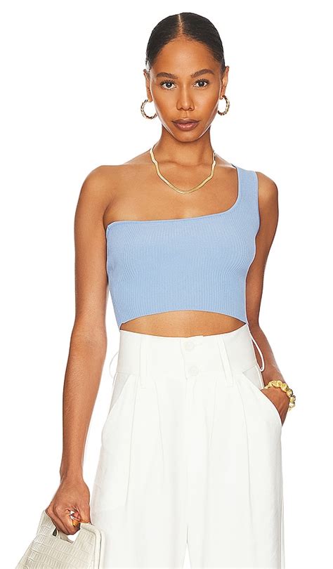 ALL THE WAYS Fern Asymmetrical Crop Top in Baby Blue | REVOLVE