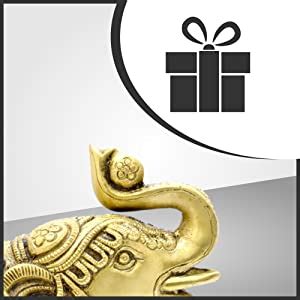 Buy Two Moustaches Om and Swastika Carving Brass 7 Inches Elephant ...