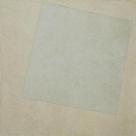 马列维奇的《白上白》，一个白色的矩形上另一个白色矩形。基本上到了现代主义登峰造极的程度，也开启了后现代主义和当代艺术，从此走上观念艺术的道路 ...