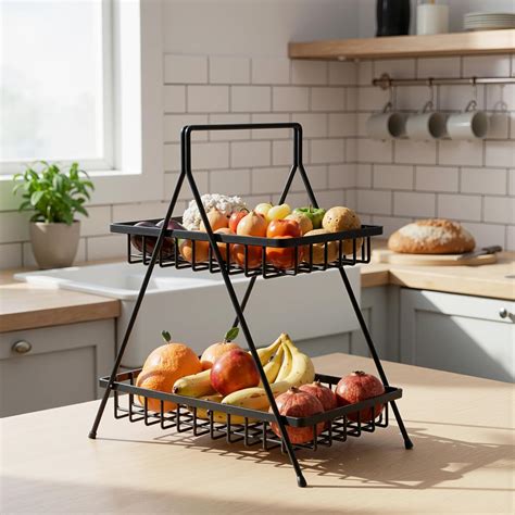 Kuber Industries Metal 2 Tier Fruit & Vegetable Basket for Kitchen ...