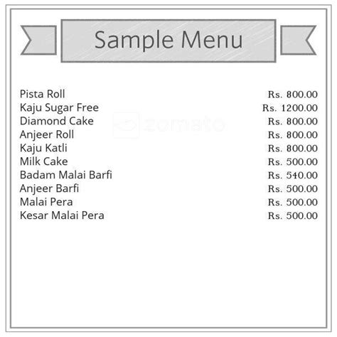 Menu at Sweets India, Pune, Shop# 19-21