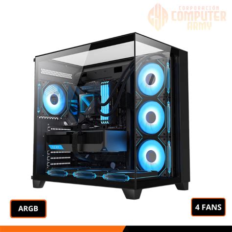 CASE ULTRA VISION BLACK 4 FANS ARGB / SOPORTE PARA GPU / CONTROL / ATX ...