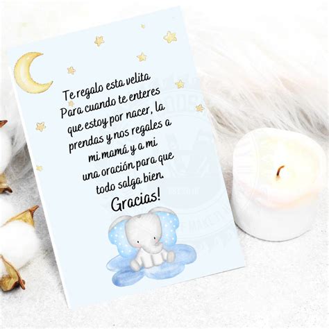 Spanish Baby Shower Card , Spanish Favor Cards, Candle Favors, Recuerdo ...