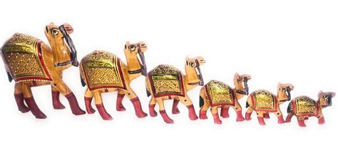 Buy Rajdhani Handicrafts Wooden Handmade Camel Painting 6 Family Set ...