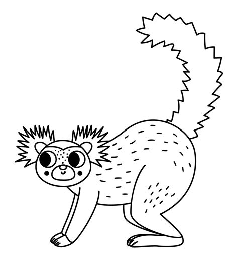 Premium Vector | Vector black and white black lemur icon endangered ...