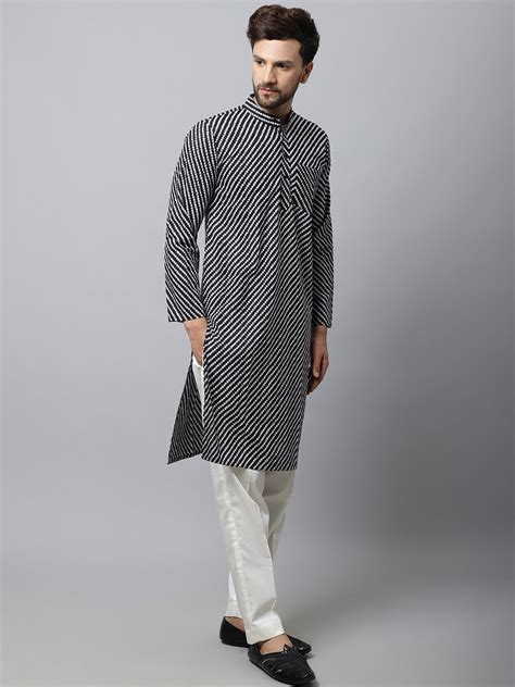 Black Bandhani Men Kurta – anokherang