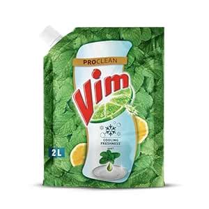 Vim ProClean Dishwash Liquid Gel with Mint, Cooling Freshness, Removes ...
