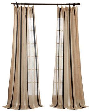 Carlton Natural Linen Blend Stripe Sheer Curtain Single Panel ...
