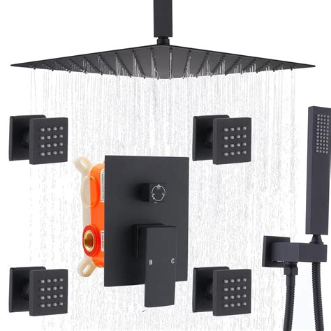 Enga 12 Inch Ceiling Mount Matte Black Shower System India | Ubuy