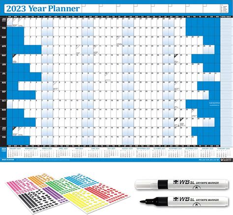 Buy 2023 LAMINATED Year Yearly Annual Office Home Wall Planner Calendar ...