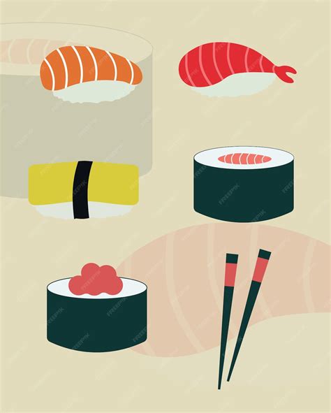 Premium Vector | Japanese food sushi clip art menu illustration