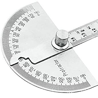 Stainless Steel Angle Gauge Measuring Ruler 180 Degree Protractor Round ...