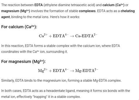 Show the reaction between edta and calcium and magnesium - Brainly.in