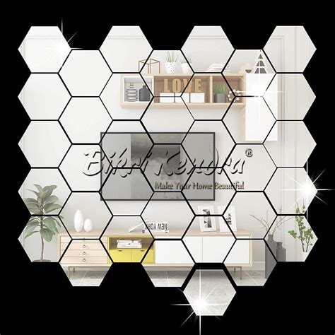 Buy Bikri Kendra - 32 Hexagon with 20 Butterfly Silver Mirror Stickers ...