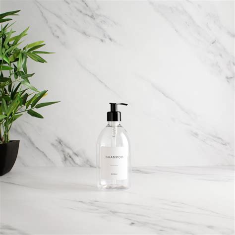 Buy Clear Plastic Bottle - Labelled Refillable Bottle With Black Pump ...