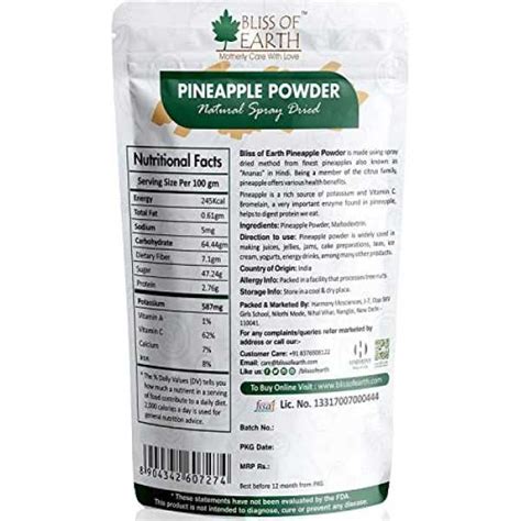 Bliss of Earth (200gm) pineapple Powder + REB-A Purity Stevia Powder ...