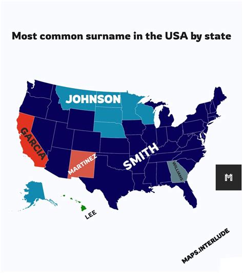 Most common surnames in the United States.... - Maps on the Web