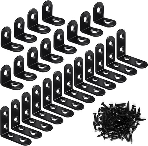 Buy 24PCS L Bracket Corner Brace, Black 90 Degree Right Angle Bracket ...