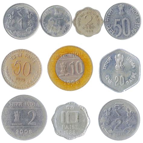 10 Different Indian Coins. Old Currency From India: Paise, Rupee. Mixed Collectible Money From ... - currency of uk in indian rupees