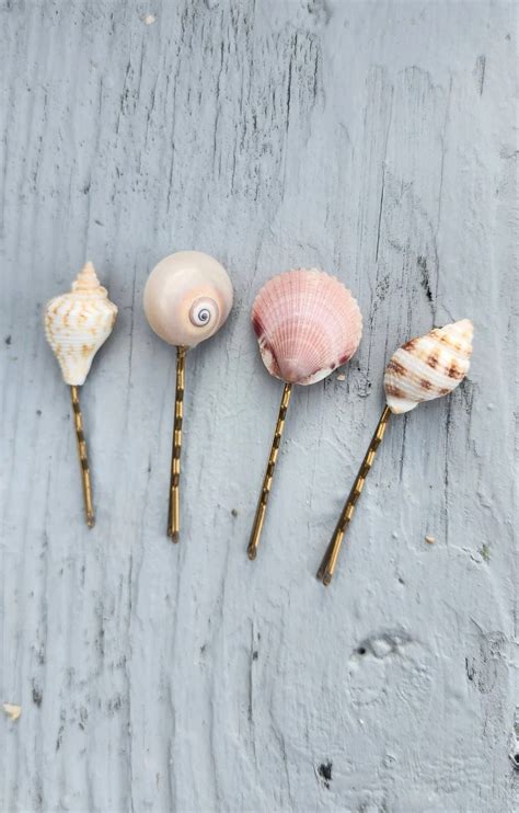 Four Seashell Hair Bobbi Pins. Real Moon Shell and Scallop Hair Clips ...