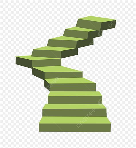 Cartoon Stairs Hd Transparent, Green Stairs Cartoon Illustration, Green ...