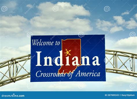 Welcome to Indiana editorial stock photo. Image of sign - 287989243