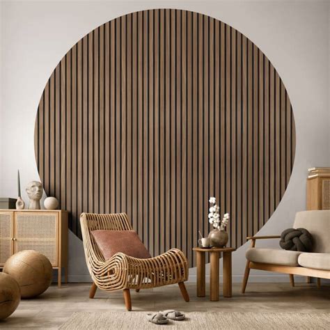 Round wall mural Wall panels with a wood look - non self-adhesive/self ...