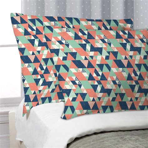 Buy A&Z Homes Blue Orange Green Triangles: Pillow Cover Of Premium ...
