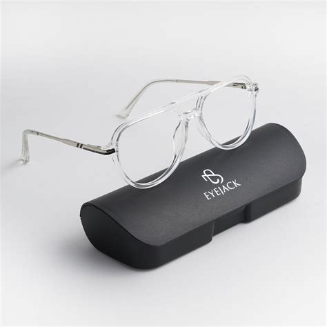 EyeJack Titex Transparent & Silver Wayfarer Eyeglasses for Men & Women ...